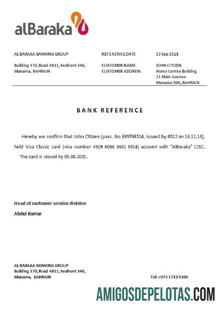 Referência de fechamento do Bahrain Al Baraka baixar para verificação